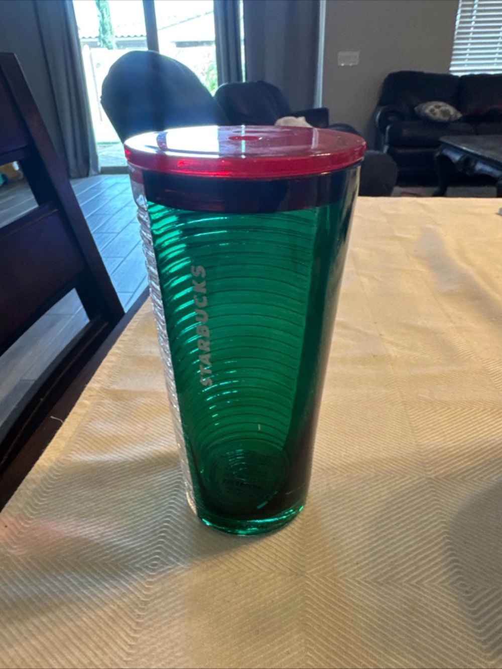 Starbucks Emerald Green Tumbler with Red Lid